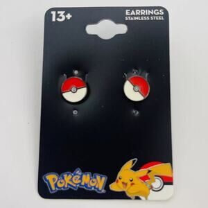 1 Pair Pokemon Ball PokeBall Stud Cute Earrings Stainless Steel